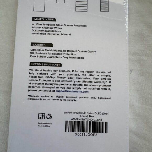 NWT amFilm Nintendo Switch Tempered Glass Screen Protector Compatible 7'' (2021) - Picture 9 of 14